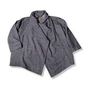 Isabel Marant Draped Coat Virgin Wool Blue Oversized Longsleeve Womens Size 36